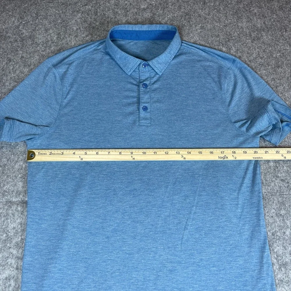 Lululemon Men's Evolution Polo Shirt Heathered Blue Short Sleeve Size M Athletic - Picture 8 of 8